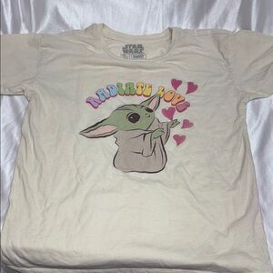 Star Wars Baby Yoda Cream and Pink Short Sleeve Tee